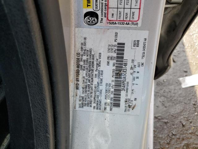 3FAHP0JA5CR314811 - 2012 FORD FUSION SEL SILVER photo 12