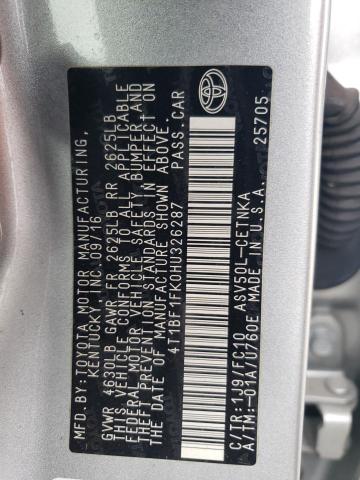 4T1BF1FK0HU326287 - 2017 TOYOTA CAMRY LE SILVER photo 13