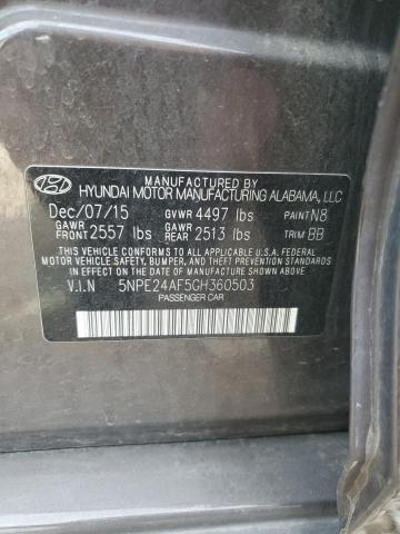 5NPE24AF5GH360503 - 2016 HYUNDAI SONATA SE GRAY photo 12