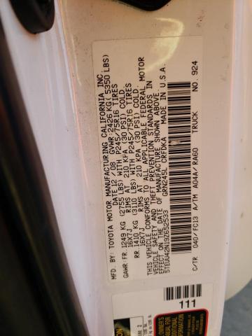 5TEUU42N19Z652533 - 2009 TOYOTA TACOMA ACCESS CAB თეთრი ფოტო 12