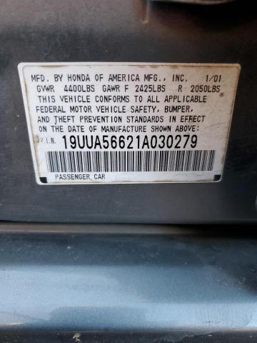 19UUA56621A030279 - 2001 ACURA 3.2TL GRAY photo 12