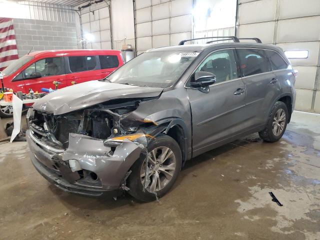 5TDJKRFH6FS208941 - 2015 TOYOTA HIGHLANDER XLE GRAY photo 1