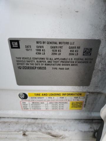 1G1ZC5E03CF198233 - 2012 CHEVROLET MALIBU 1LT WHITE photo 12