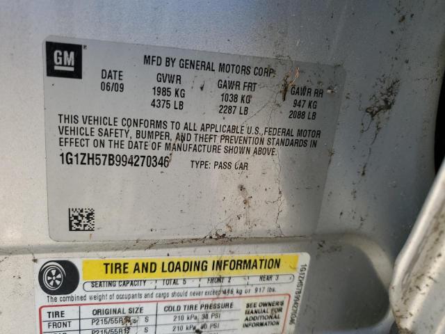 1G1ZH57B994270346 - 2009 CHEVROLET MALIBU 1LT Gümüş foto 12