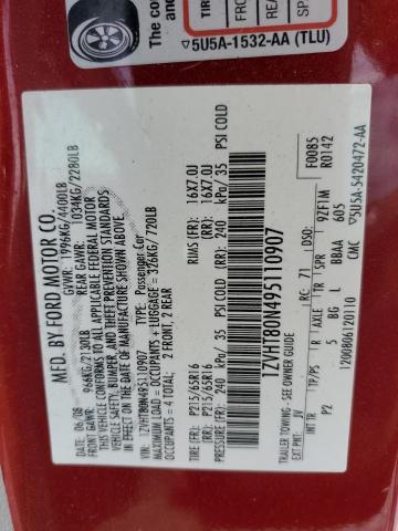 1ZVHT80N495110907 - 2009 FORD MUSTANG RED photo 12