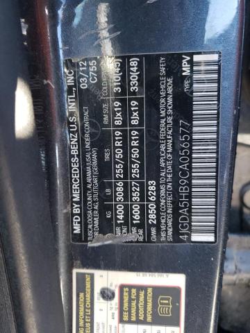 4JGDA5HB9CA056577 - 2012 MERCEDES-BENZ ML 350 4MATIC GRAY photo 14