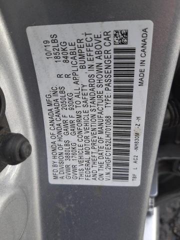 2HGFC1E52LH701068 - 2020 HONDA CIVIC SI SILVER photo 12