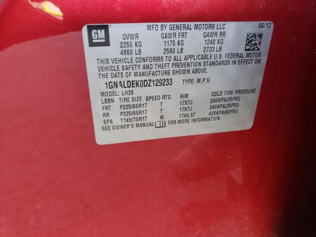 1GNALDEK0DZ129233 - 2013 CHEVROLET EQUINOX LT RED photo 13