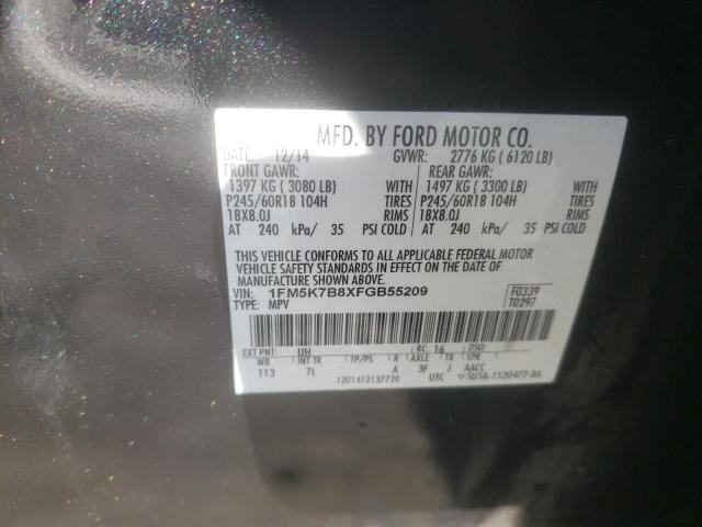 1FM5K7B8XFGB55209 - 2015 FORD EXPLORER BLACK photo 13