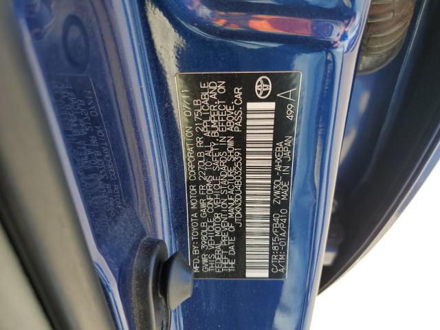 JTDKN3DU4B0325391 - 2011 TOYOTA PRIUS BLUE photo 12