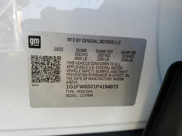 1G1FW6S01P4194073 - 2023 CHEVROLET BOLT EV 1LT WHITE photo 12