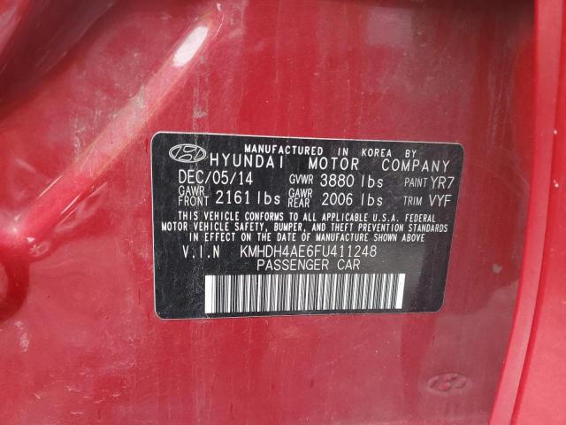 KMHDH4AE6FU411248 - 2015 HYUNDAI ELANTRA SE RED photo 12