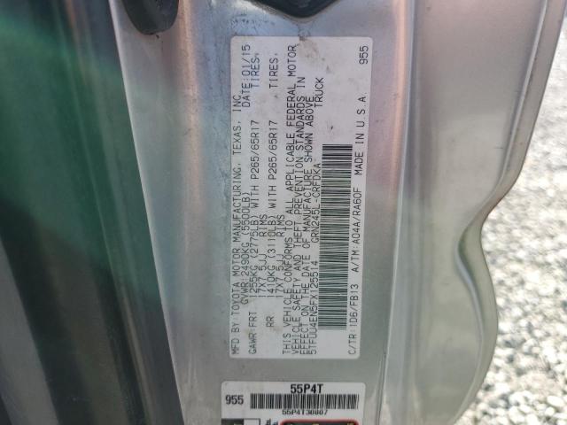 5TFUU4EN5FX125514 - 2015 TOYOTA TACOMA ACCESS CAB ვერცხლისფერი ფოტო 12