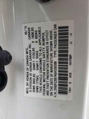 2HGFC3B74GH356388 - 2016 HONDA CIVIC EXL თეთრი ფოტო 13