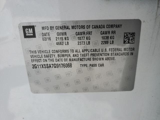 2G11X5SA7G9176068 - 2016 CHEVROLET IMPALA LS WHITE photo 12