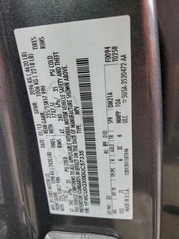 1FMCU0GX0DUC57335 - 2013 FORD ESCAPE SE GRAY photo 12