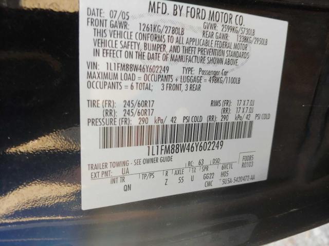 1L1FM88W46Y602249 - 2006 LINCOLN TOWN CAR EXECUTIVE BLACK photo 10