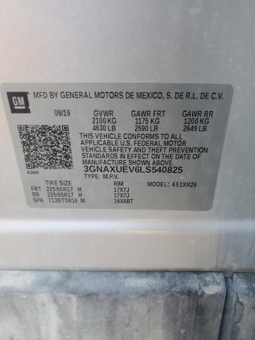 3GNAXUEV6LS540825 - 2020 CHEVROLET EQUINOX LT SILVER photo 13