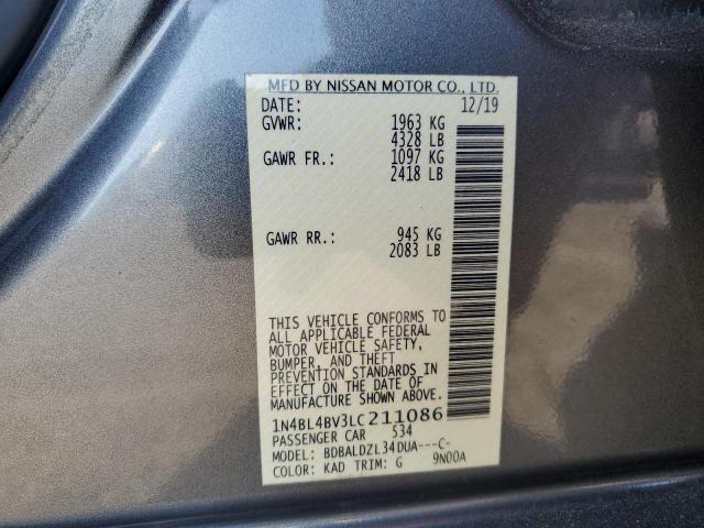 1N4BL4BV3LC211086 - 2020 NISSAN ALTIMA S GRAY photo 12