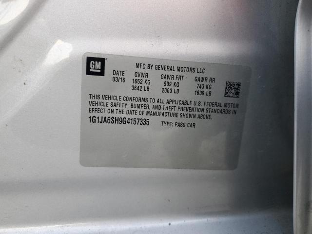 1G1JA6SH9G4157335 - 2016 CHEVROLET SONIC LS 银色 照片 12