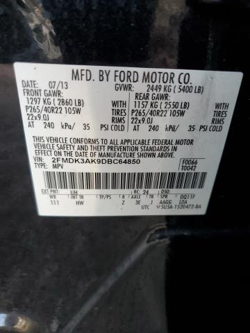 2FMDK3AK9DBC64850 - 2013 FORD EDGE SPORT BLACK photo 12