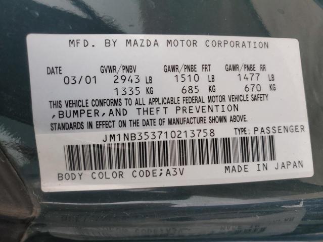 JM1NB353710213758 - 2001 MAZDA MX-5 MIATA BASE GREEN photo 13