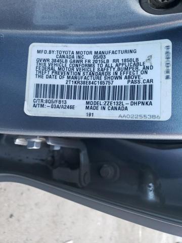 2T1KR38E84C165757 - 2004 TOYOTA COROLLA MA XR BLUE photo 12