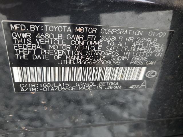 JTHBJ46G692308095 - 2009 LEXUS ES 350 CHARCOAL photo 13