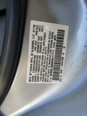 5FNRL38686B417711 - 2006 HONDA ODYSSEY EXL SILVER photo 13