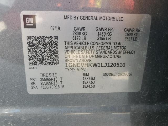 1GNEVHKW1LJ120516 - 2020 CHEVROLET TRAVERSE LT GRAY photo 14