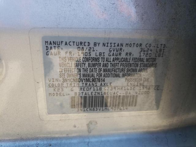 3N1CN8DV1ML907614 - 2021 NISSAN VERSA S SILVER photo 12