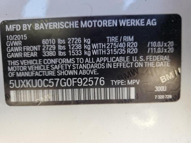 5UXKU0C57G0F92576 - 2016 BMW X6 SDRIVE35I WHITE photo 13