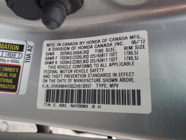 2HKRM4H56CH618997 - 2012 HONDA CR-V EX SILVER photo 13