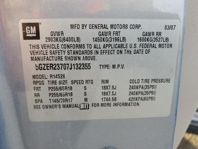 5GZER23707J132355 - 2007 SATURN OUTLOOK XR BLUE photo 13