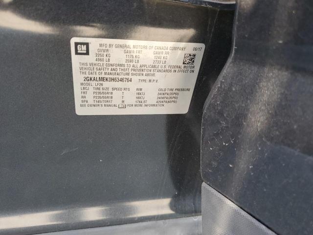 2GKALMEK0H6346764 - 2017 GMC TERRAIN SLE GRAY photo 13