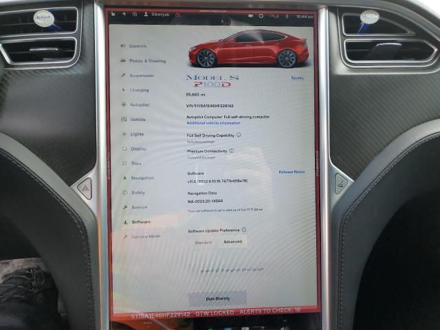 5YJSA1E46HF229142 - 2017 TESLA MODEL S RED photo 9