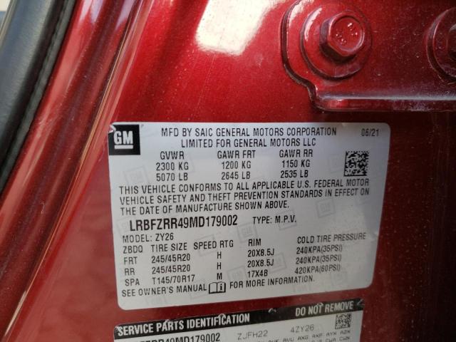 LRBFZRR49MD179002 - 2021 BUICK ENVISION AVENIR BURGUNDY photo 13