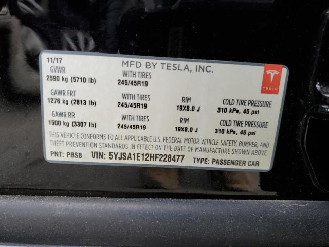 5YJSA1E12HF228477 - 2017 TESLA MODEL S Qara foto 12