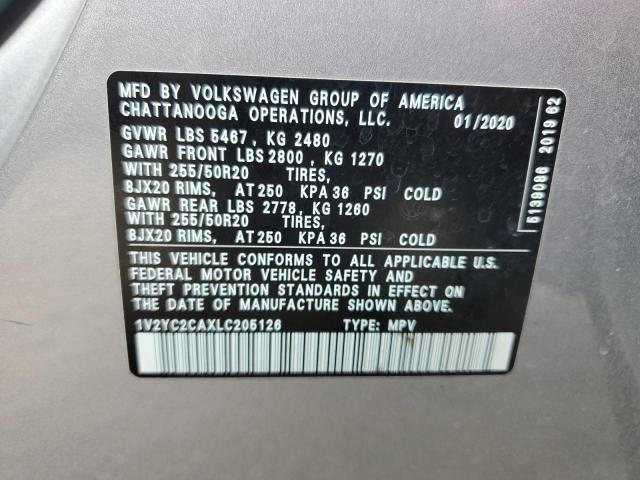 1V2YC2CAXLC205126 - 2020 VOLKSWAGEN ATLAS CROS SE CHARCOAL photo 13