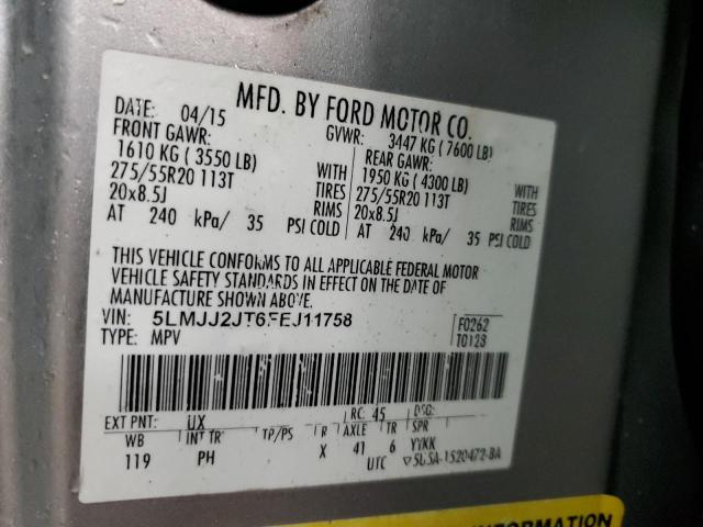 5LMJJ2JT6FEJ11758 - 2015 LINCOLN NAVIGATOR ვერცხლისფერი ფოტო 13