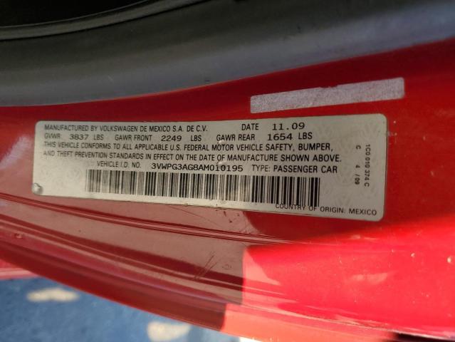 3VWPG3AG8AM010195 - 2010 VOLKSWAGEN NEW BEETLE Rot Foto 12