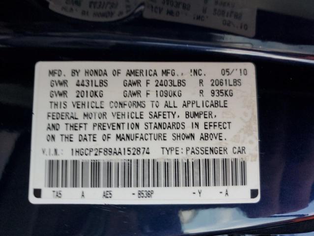 1HGCP2F89AA152874 - 2010 HONDA ACCORD EXL BLUE photo 13