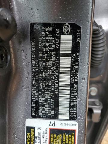 4T1BF1FK3FU007317 - 2015 TOYOTA CAMRY LE GRAY photo 12