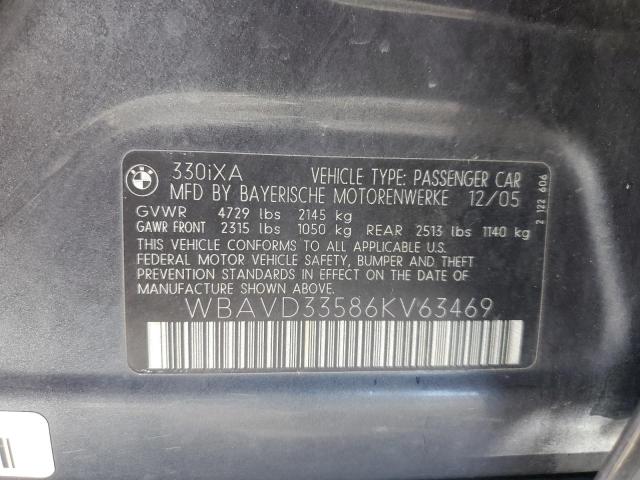 WBAVD33586KV63469 - 2006 BMW 330 XI GRAY photo 12