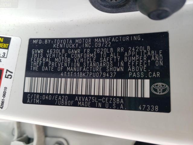 4T1T11BK7PU079437 - 2023 TOYOTA CAMRY SE NIGHT SHADE WHITE photo 12