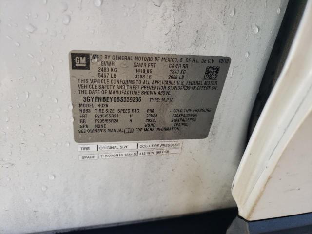 3GYFNBEY0BS559236 - 2011 CADILLAC SRX PERFORMANCE COLLECTION Blanc photo 12