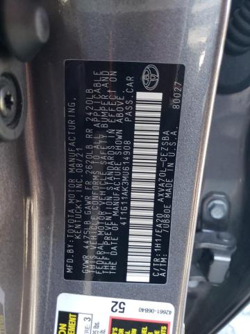 4T1G11AK3MU614908 - 2021 TOYOTA CAMRY SE GRAY photo 12