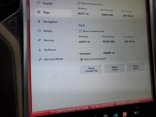 5YJSA1E26GF147246 - 2016 TESLA MODEL S წითელი ფოტო 9