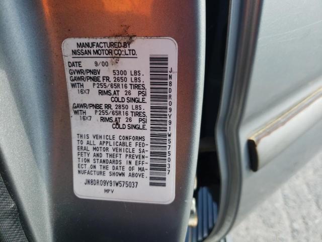 JN8DR09Y91W575037 - 2001 NISSAN PATHFINDER LE 银色 照片 13