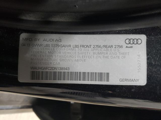 WAUHGAFC2DN138943 - 2013 AUDI A6 PRESTIGE შავი ფოტო 12